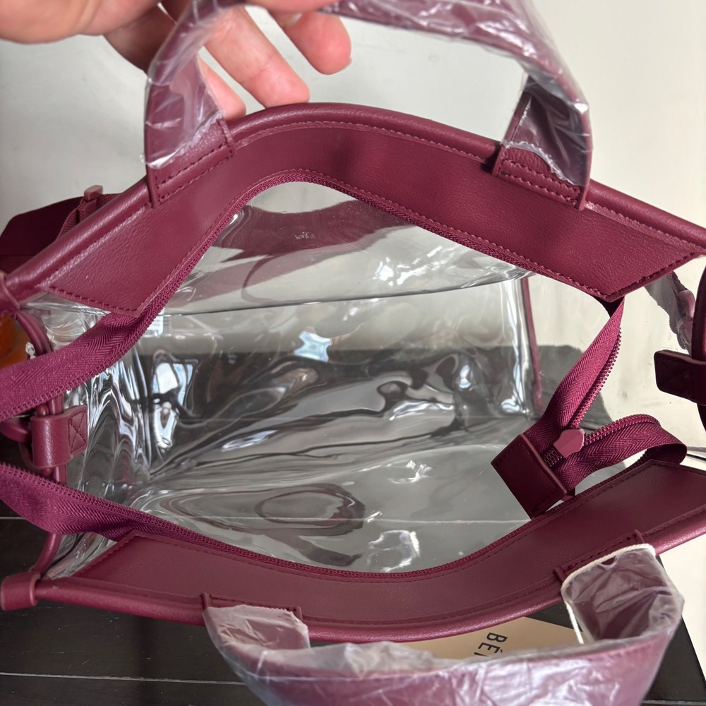 BEIS | The Stadium Tote | Clear Burgundy PVC Crossbody Bag BEIS146901 NEW - Picture 10 of 10